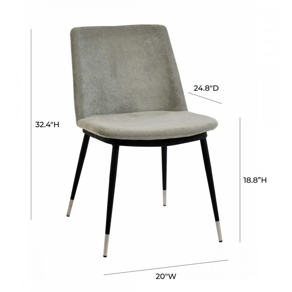 TOV Furniture Evora Gray Velvet Chair - Silver Legs (Set of 2)