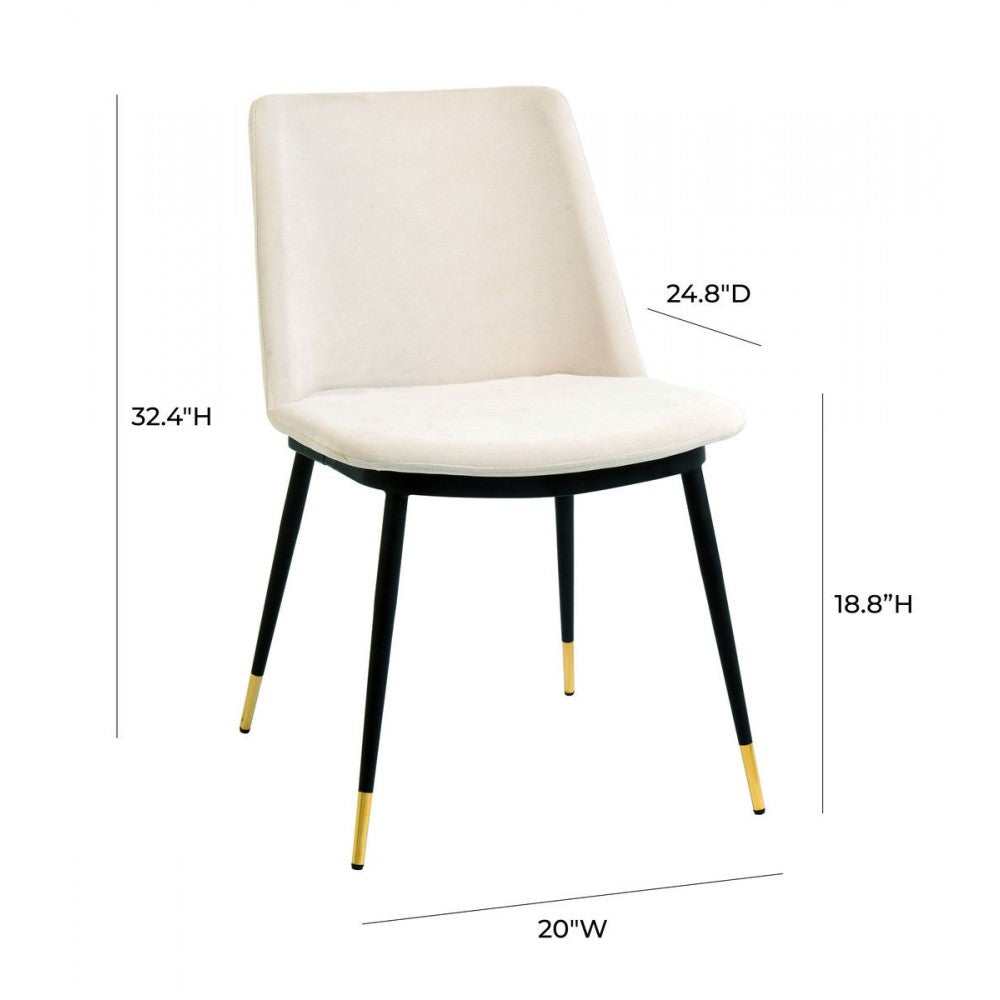 TOV Furniture Evora Cream Velvet Chair - Gold Legs (Set of 2)