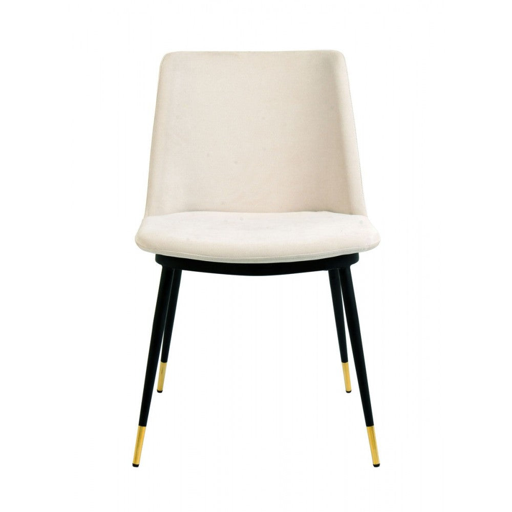 TOV Furniture Evora Cream Velvet Chair - Gold Legs (Set of 2)