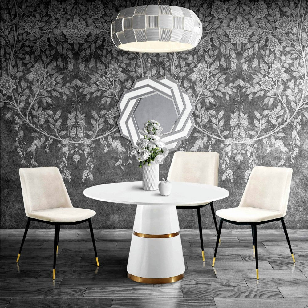 TOV Furniture Evora Cream Velvet Chair - Gold Legs (Set of 2)