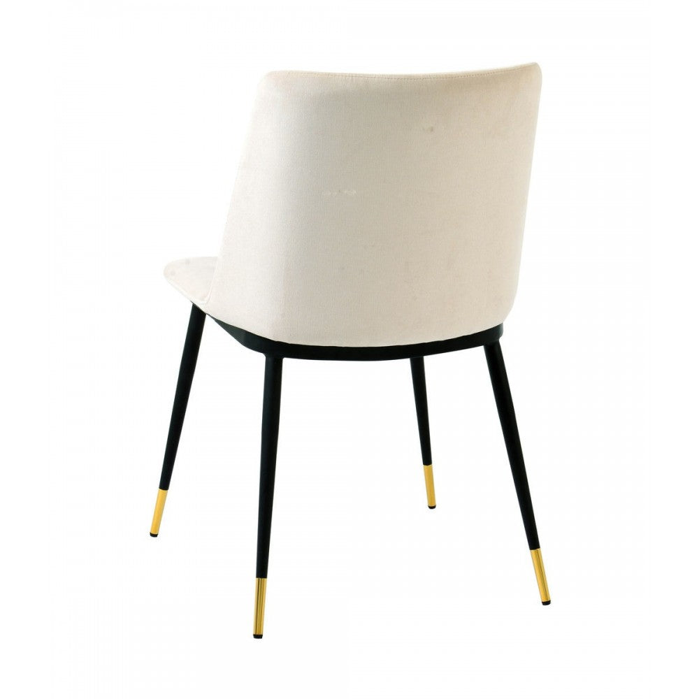 TOV Furniture Evora Cream Velvet Chair - Gold Legs (Set of 2)