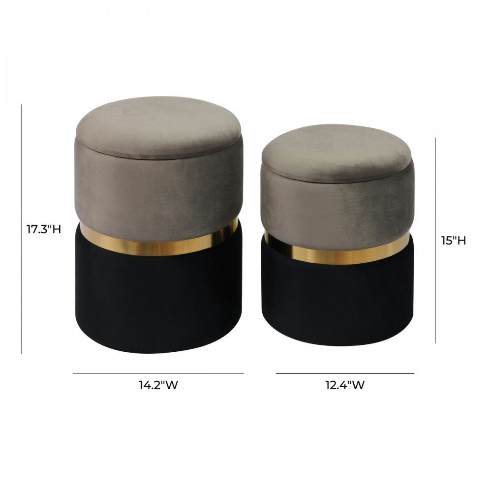 TOV Furniture Gigi Gray Velvet Storage Ottomans - Set of 2
