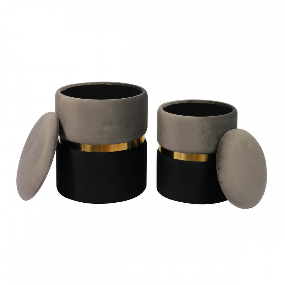 TOV Furniture Gigi Gray Velvet Storage Ottomans - Set of 2