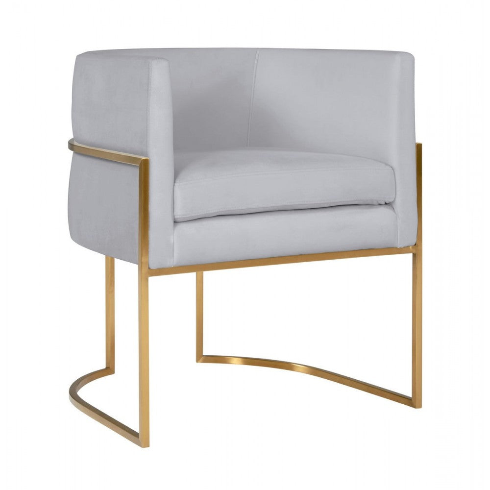 TOV Furniture Giselle Gray Velvet Dining Chair with Gold Leg