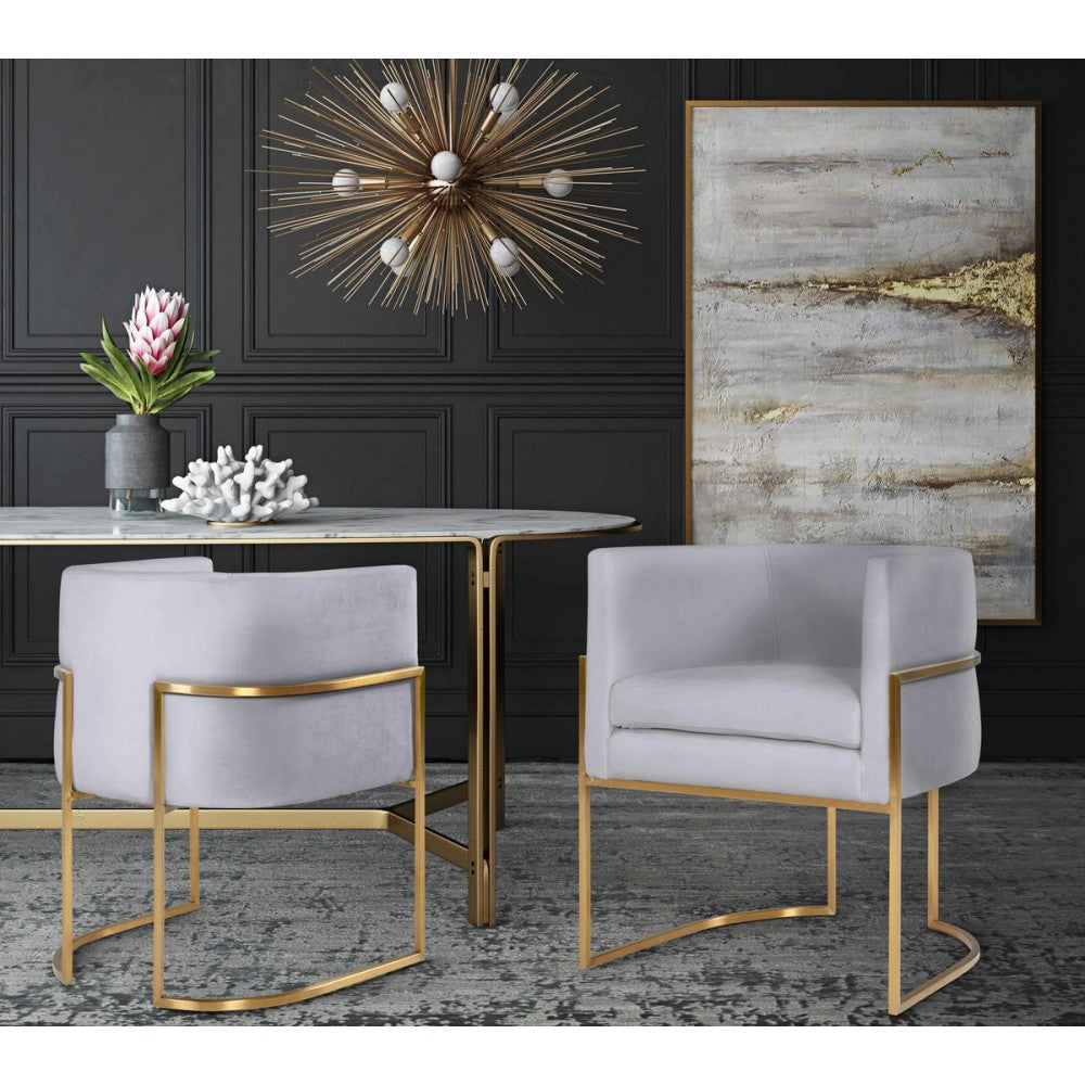 TOV Furniture Giselle Gray Velvet Dining Chair with Gold Leg