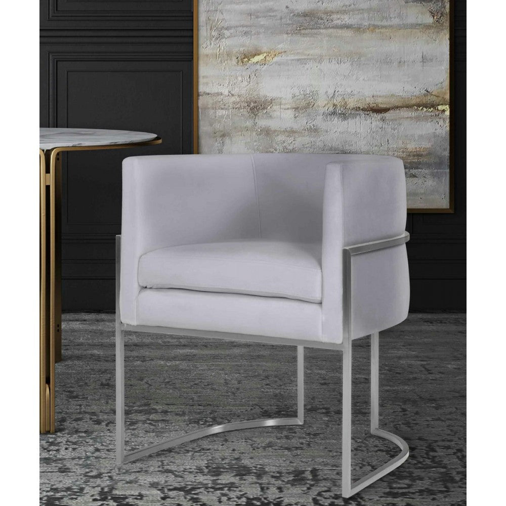 TOV Furniture Giselle Gray Velvet Dining Chair with Silver Leg