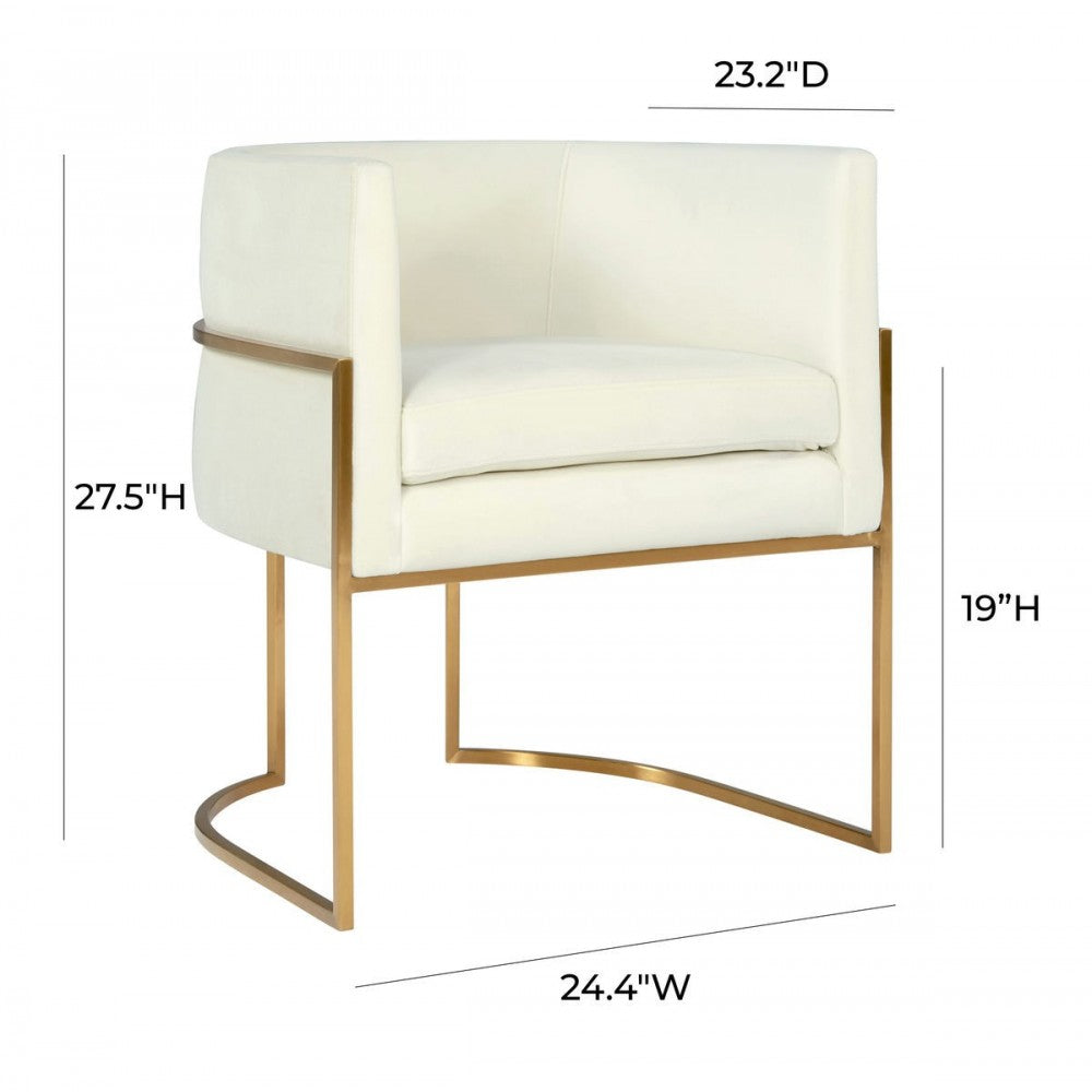 TOV Furniture Giselle Cream Velvet Dining Chair Gold Leg