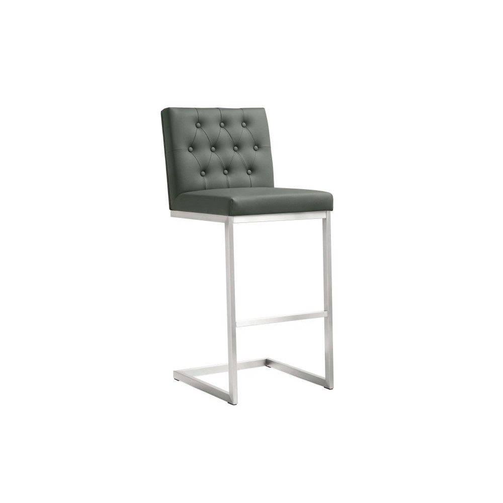 TOV Furniture Helsinki Gray Stainless Steel Barstool - Set of 2