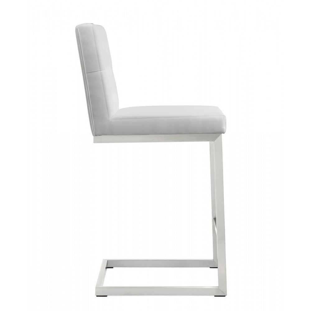TOV Furniture Helsinki White Stainless Steel Counter Stool - Set of 2