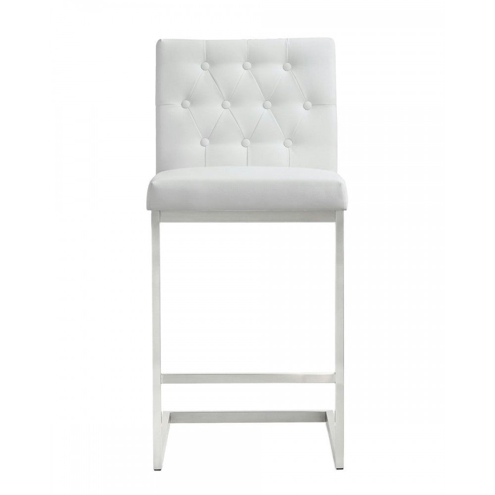 TOV Furniture Helsinki White Stainless Steel Counter Stool - Set of 2