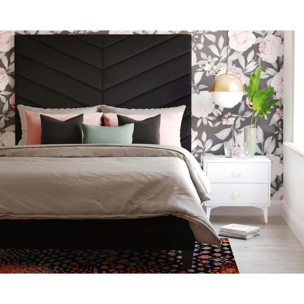 TOV Furniture Javan Black Velvet Bed in King