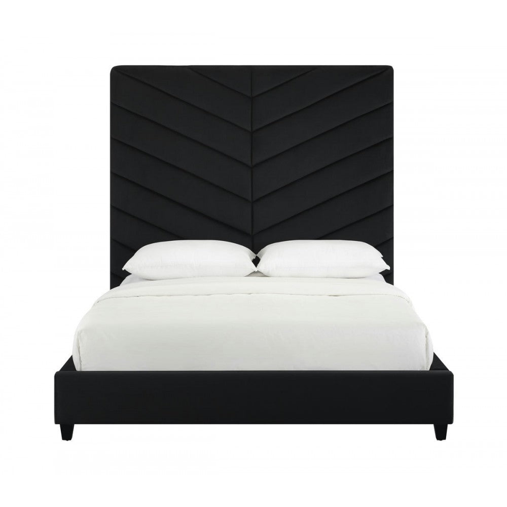 TOV Furniture Javan Black Velvet Bed in Queen