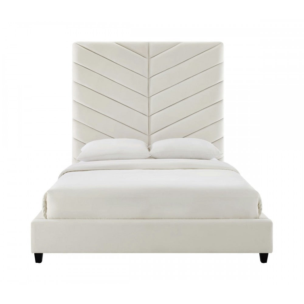TOV Furniture Javan Cream Velvet Bed in Queen
