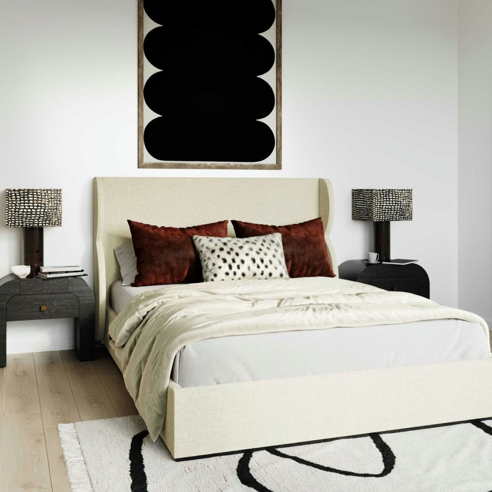TOV Furniture Jibriyah Beige Tweed Bed in Queen