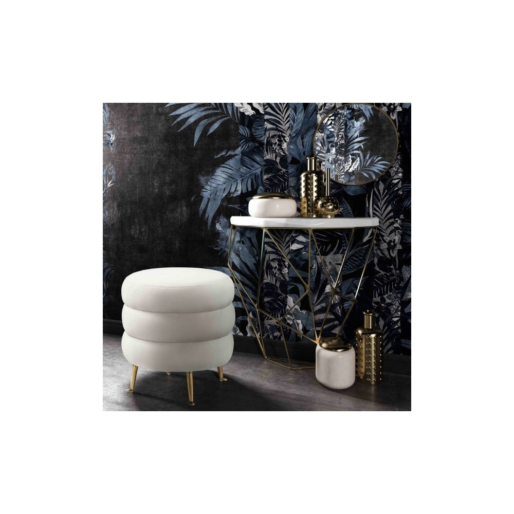 TOV Furniture Ladder Cream Velvet Ottoman