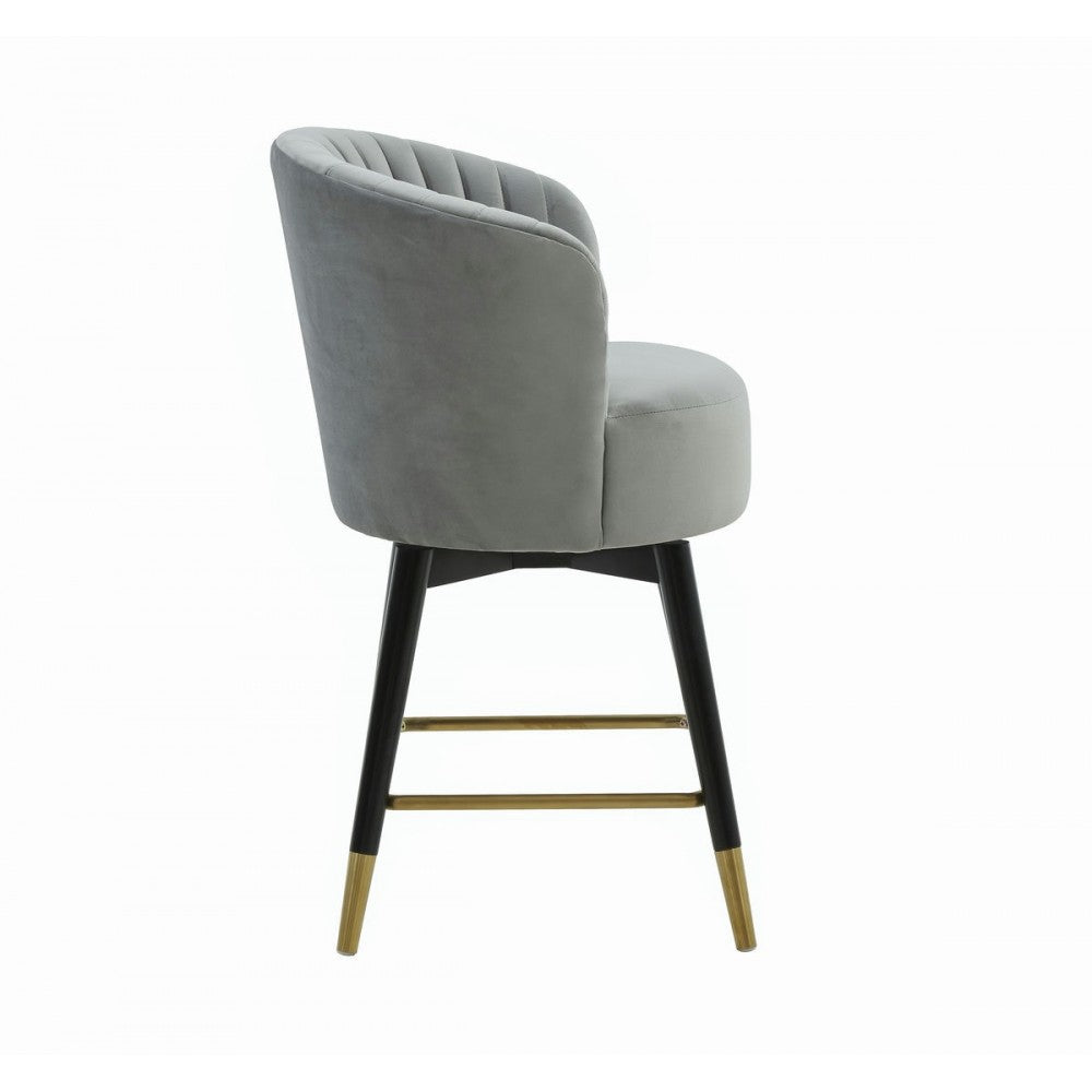 TOV Furniture Liana Gray Velvet Swivel Stool