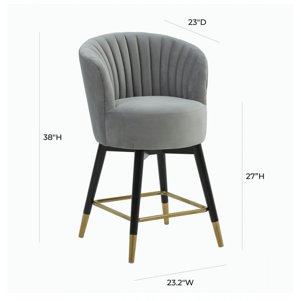 TOV Furniture Liana Gray Velvet Swivel Stool