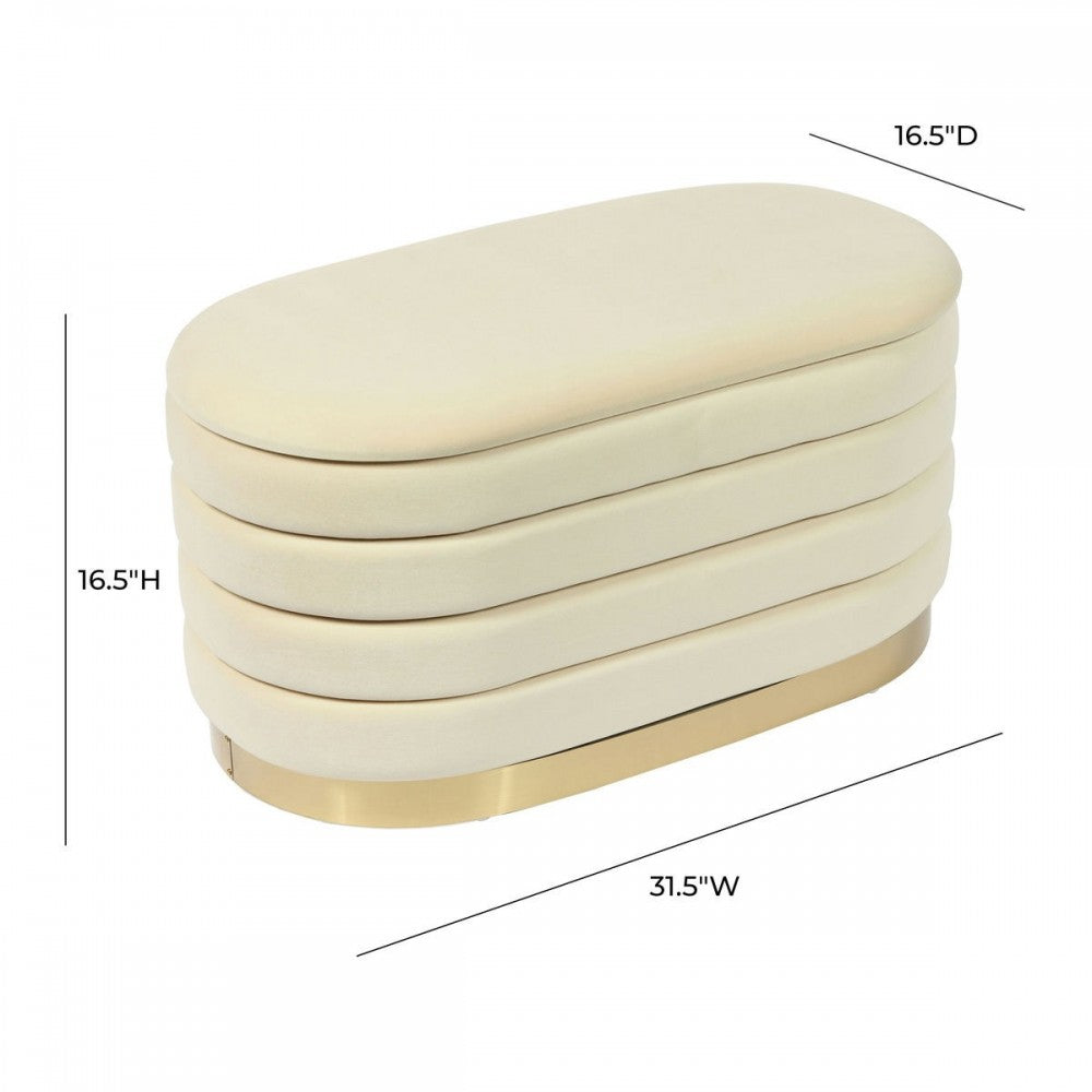 TOV Furniture Lillian Cream Velvet Storage Bench