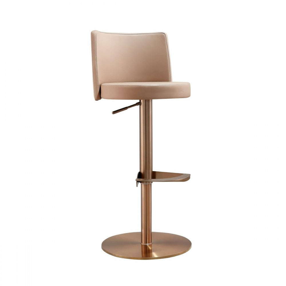TOV Furniture Loosha Cafe Au Lait and Rose Gold Adjustable Stool