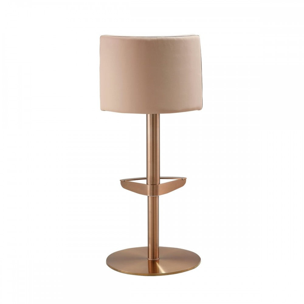 TOV Furniture Loosha Cafe Au Lait and Rose Gold Adjustable Stool