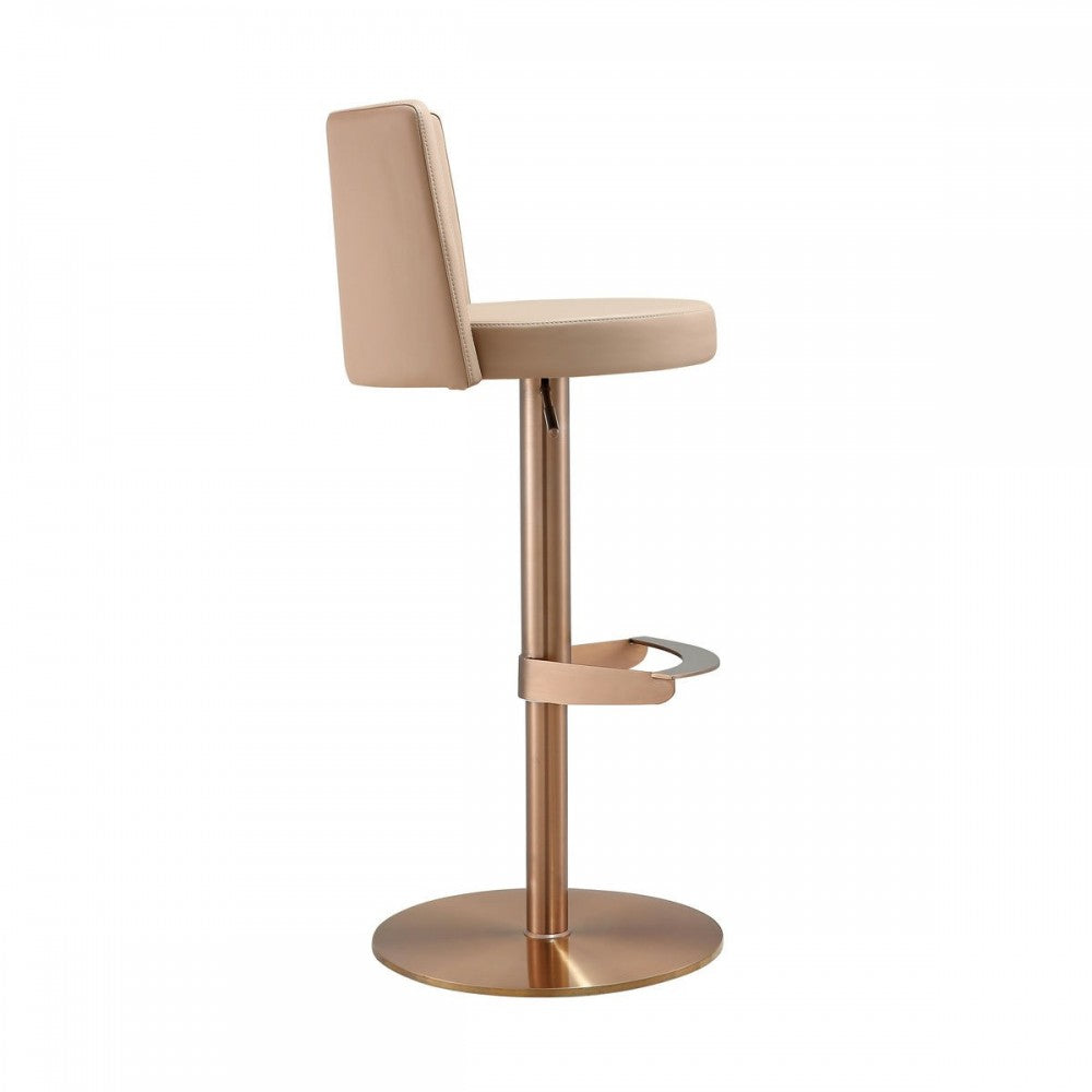 TOV Furniture Loosha Cafe Au Lait and Rose Gold Adjustable Stool