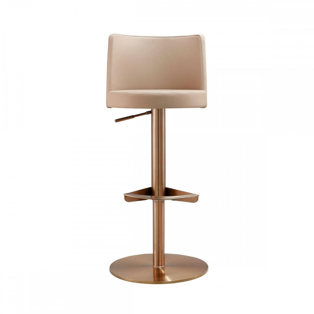 TOV Furniture Loosha Cafe Au Lait and Rose Gold Adjustable Stool