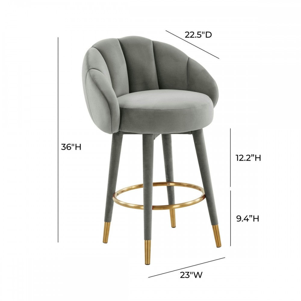 TOV Furniture Myla Light Gray Swivel Counter Stool