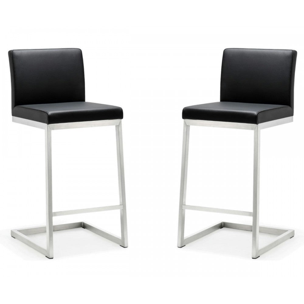 TOV Furniture Parma Black Stainless Steel Counter Stool - Set of 2