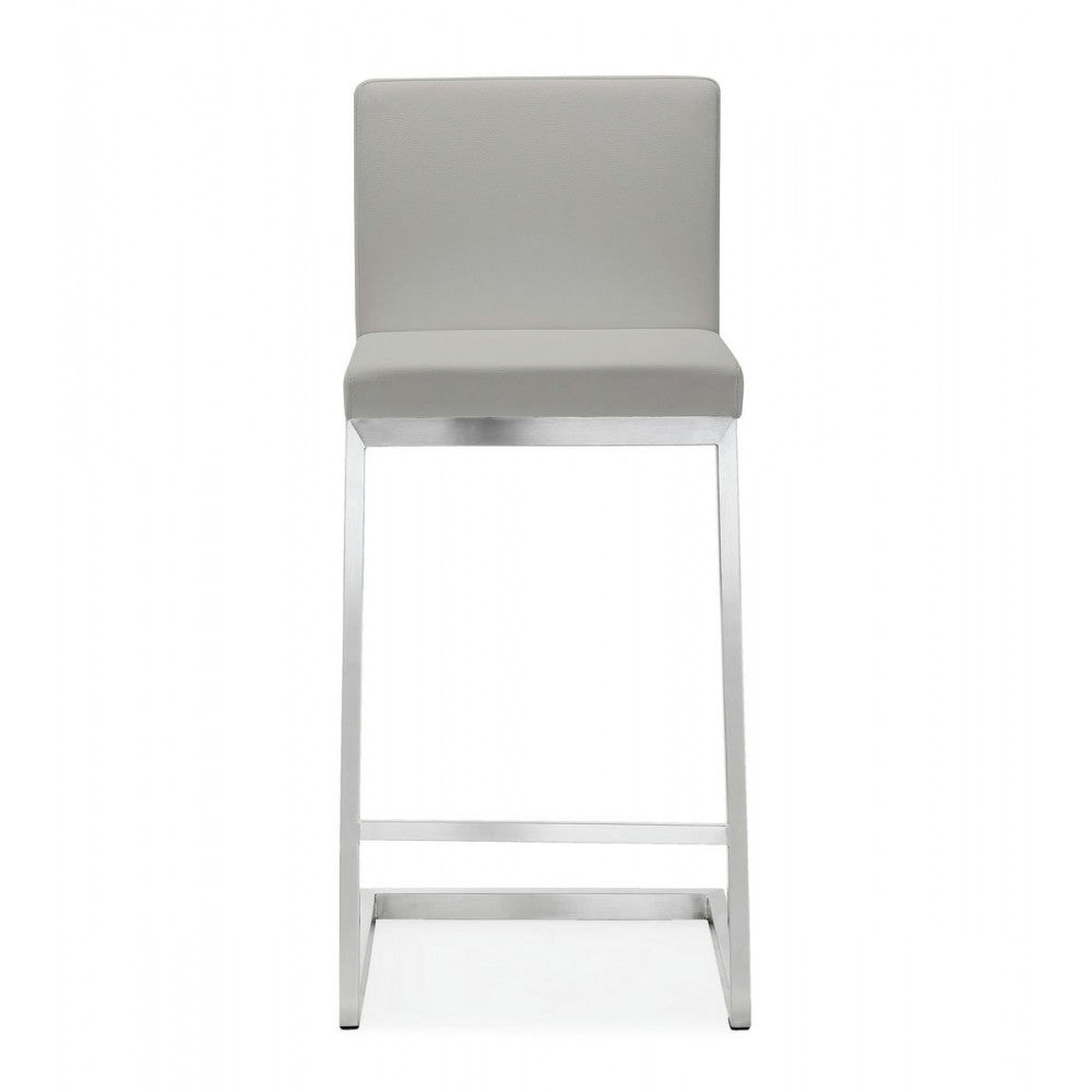 TOV Furniture Parma Light Gray Stainless Steel Counter Stool (Set of 2)