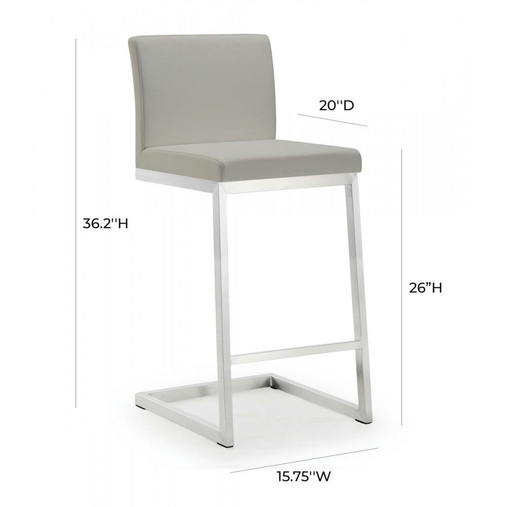 TOV Furniture Parma Light Gray Stainless Steel Counter Stool (Set of 2)