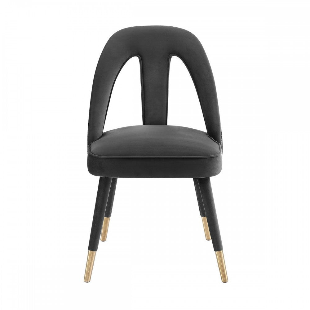 TOV Furniture Petra Dark Gray Velvet Side Chair