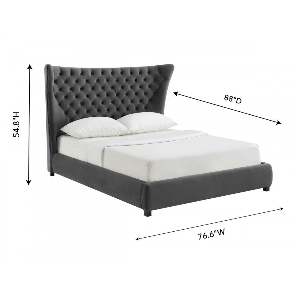 TOV Furniture Sassy Gray Velvet Queen Bed