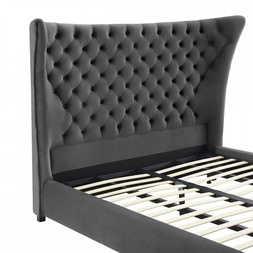 TOV Furniture Sassy Gray Velvet Queen Bed
