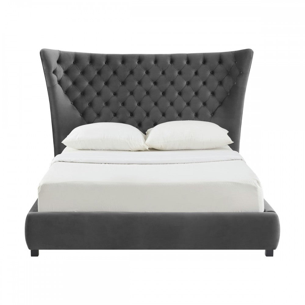 TOV Furniture Sassy Gray Velvet Queen Bed