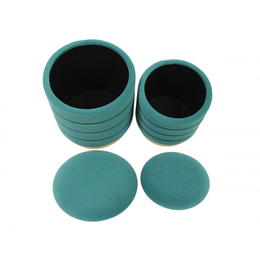 TOV Furniture Saturn Teal Storage Ottomans - Set of 2