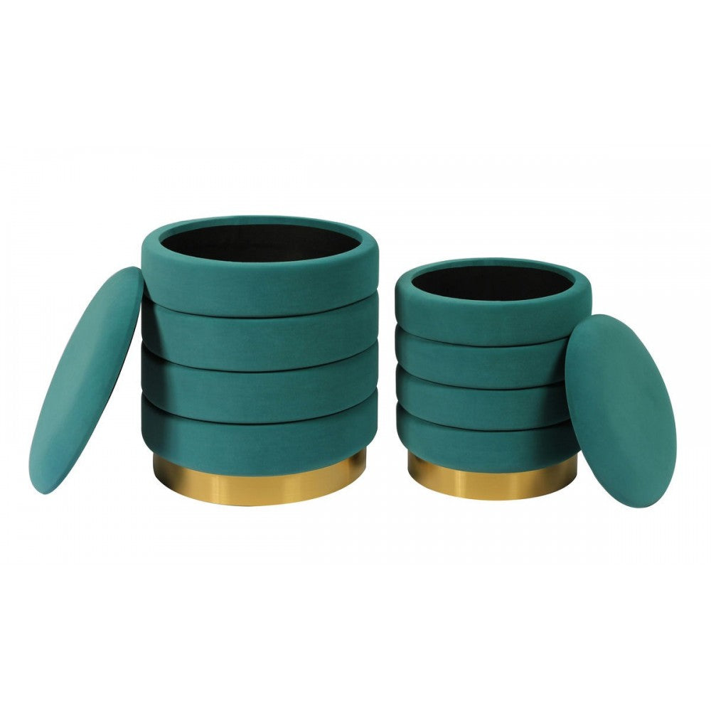 TOV Furniture Saturn Teal Storage Ottomans - Set of 2