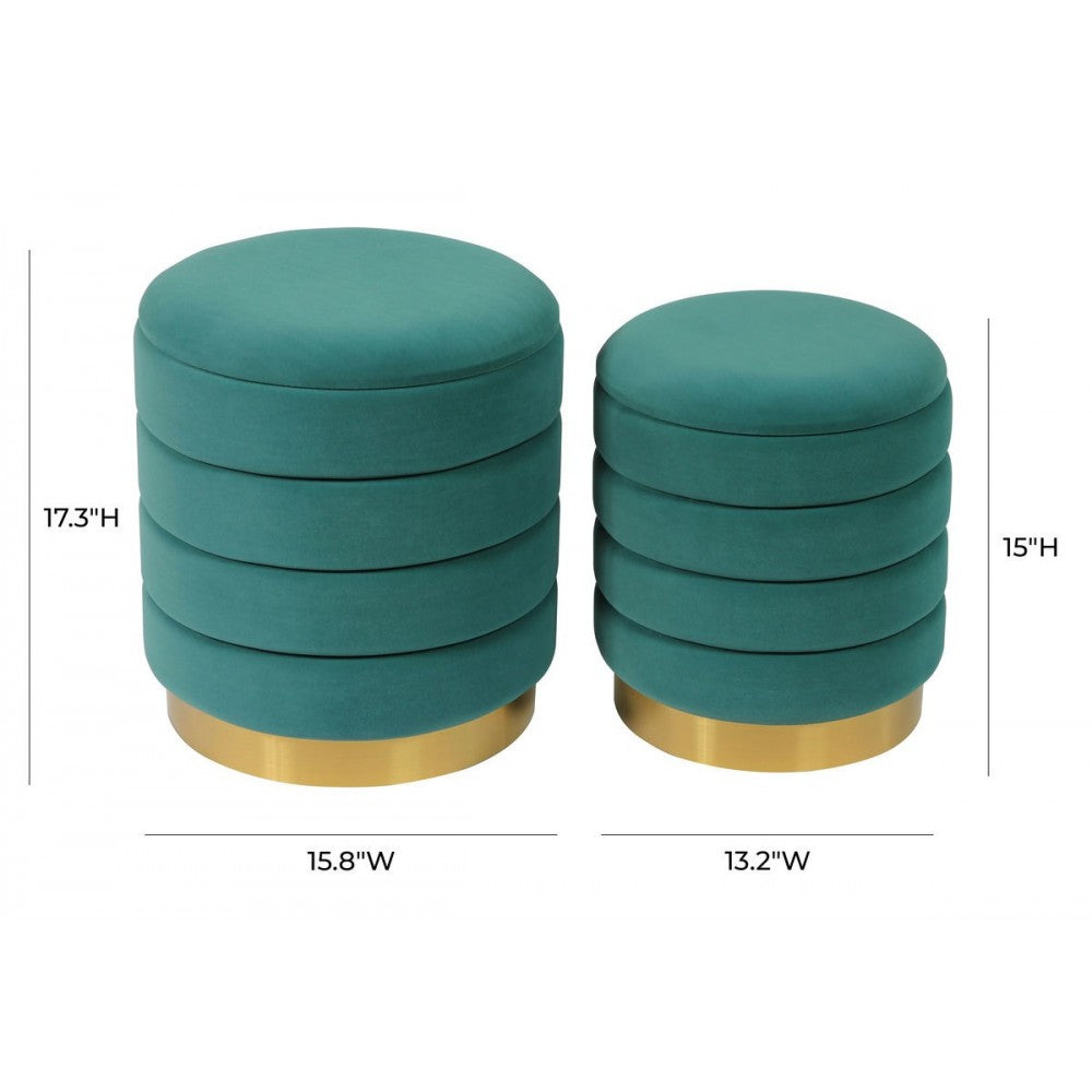 TOV Furniture Saturn Teal Storage Ottomans - Set of 2