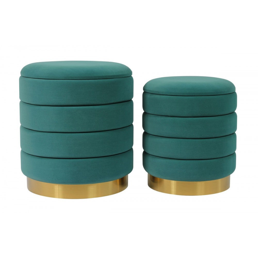 TOV Furniture Saturn Teal Storage Ottomans - Set of 2