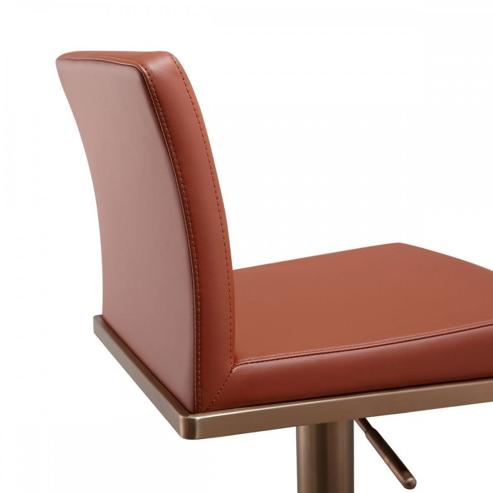 TOV Furniture Sentinel Saddle Brown and Rose Gold Adjustable Stool