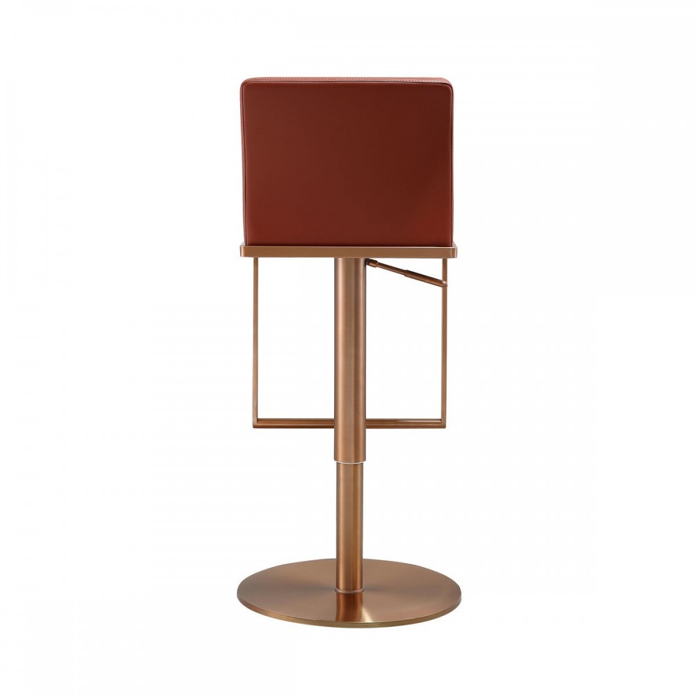 TOV Furniture Sentinel Saddle Brown and Rose Gold Adjustable Stool