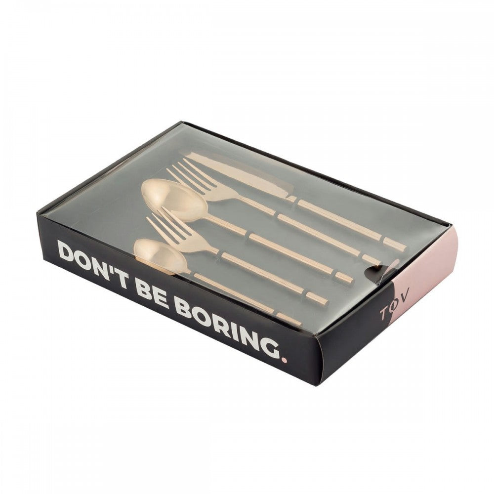 TOV Furniture Stainless Steel Rose Gold/Mirror 20 pc Flatware Set