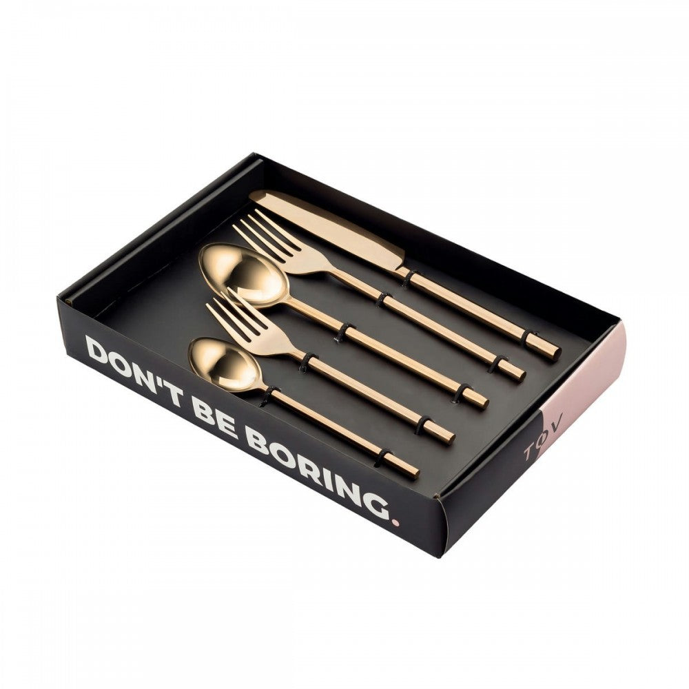 TOV Furniture Stainless Steel Rose Gold/Mirror 20 pc Flatware Set