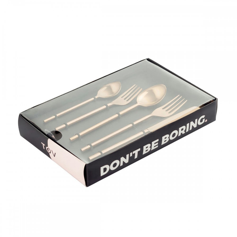 TOV Furniture Stainless Steel Rose Gold/Mirror 20 pc Flatware Set