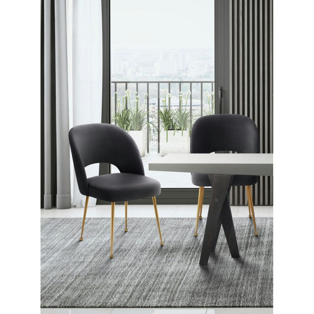 TOV Furniture Swell Dark Gray Velvet Chair