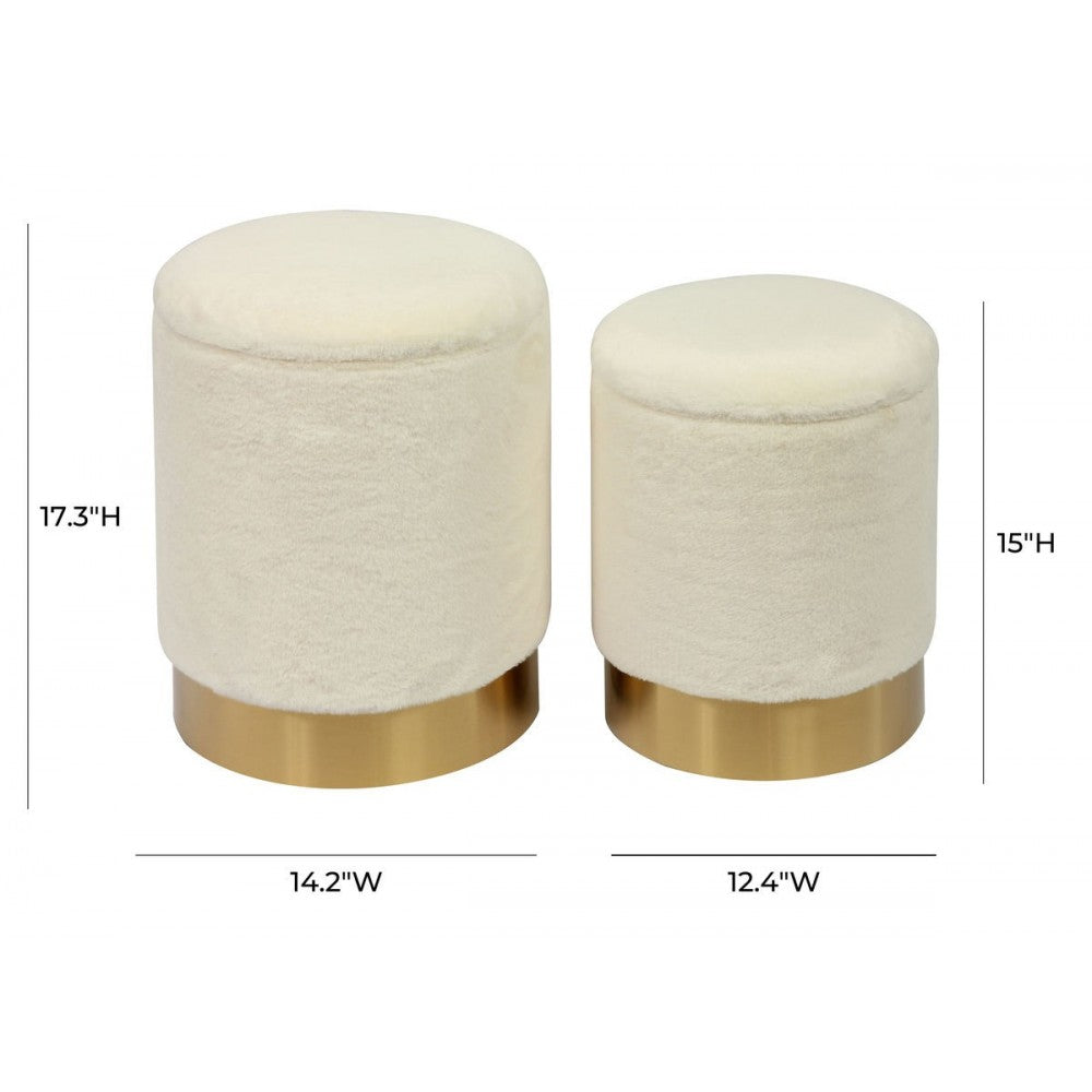 TOV Furniture Teddy Faux Sheepskin Storage Ottomans - Set of 2