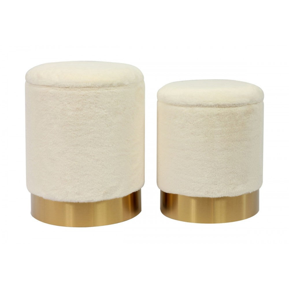 TOV Furniture Teddy Faux Sheepskin Storage Ottomans - Set of 2