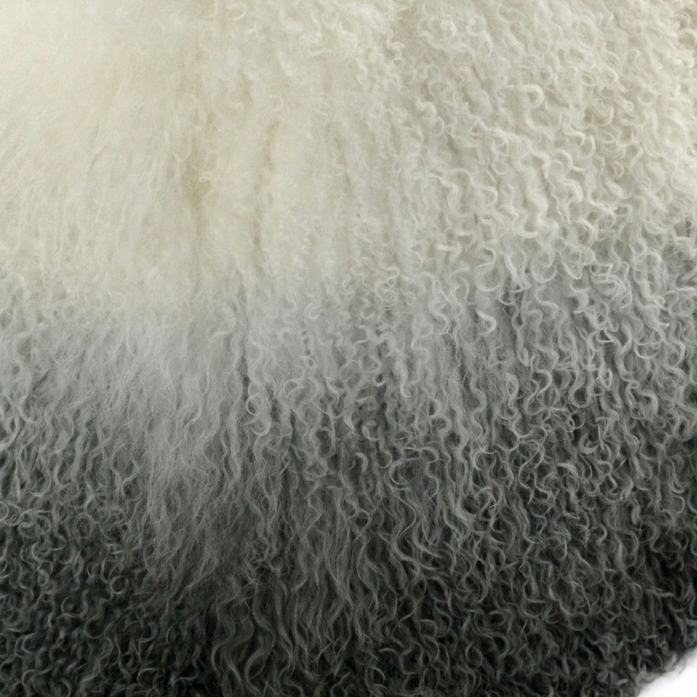 TOV Furniture Tibetan Sheep White to Gray Pouf
