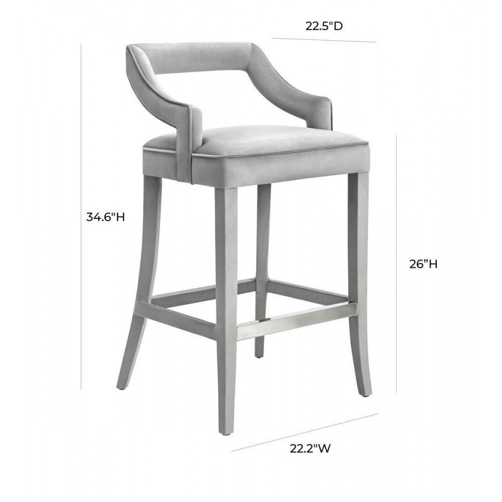 TOV Furniture Tiffany Gray Velvet Counter Stool