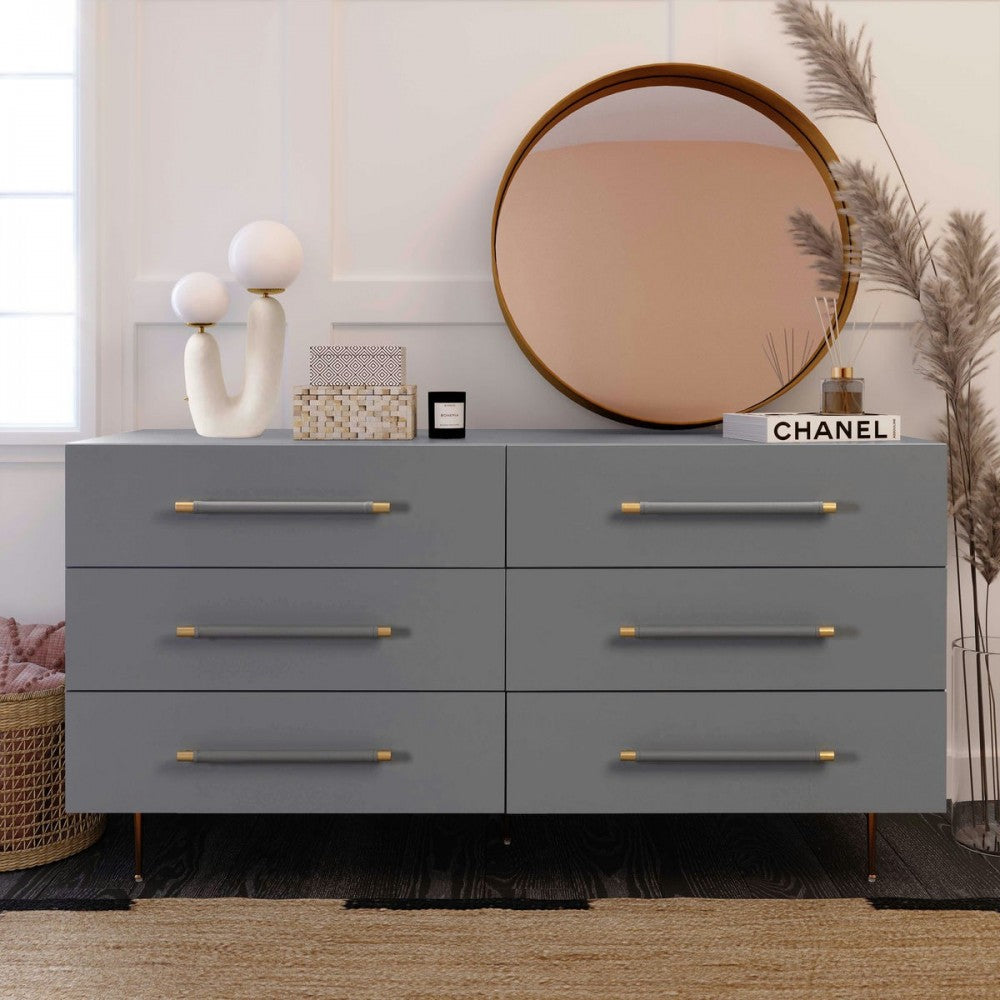 TOV Furniture Trident Gray 6 Drawer Dresser