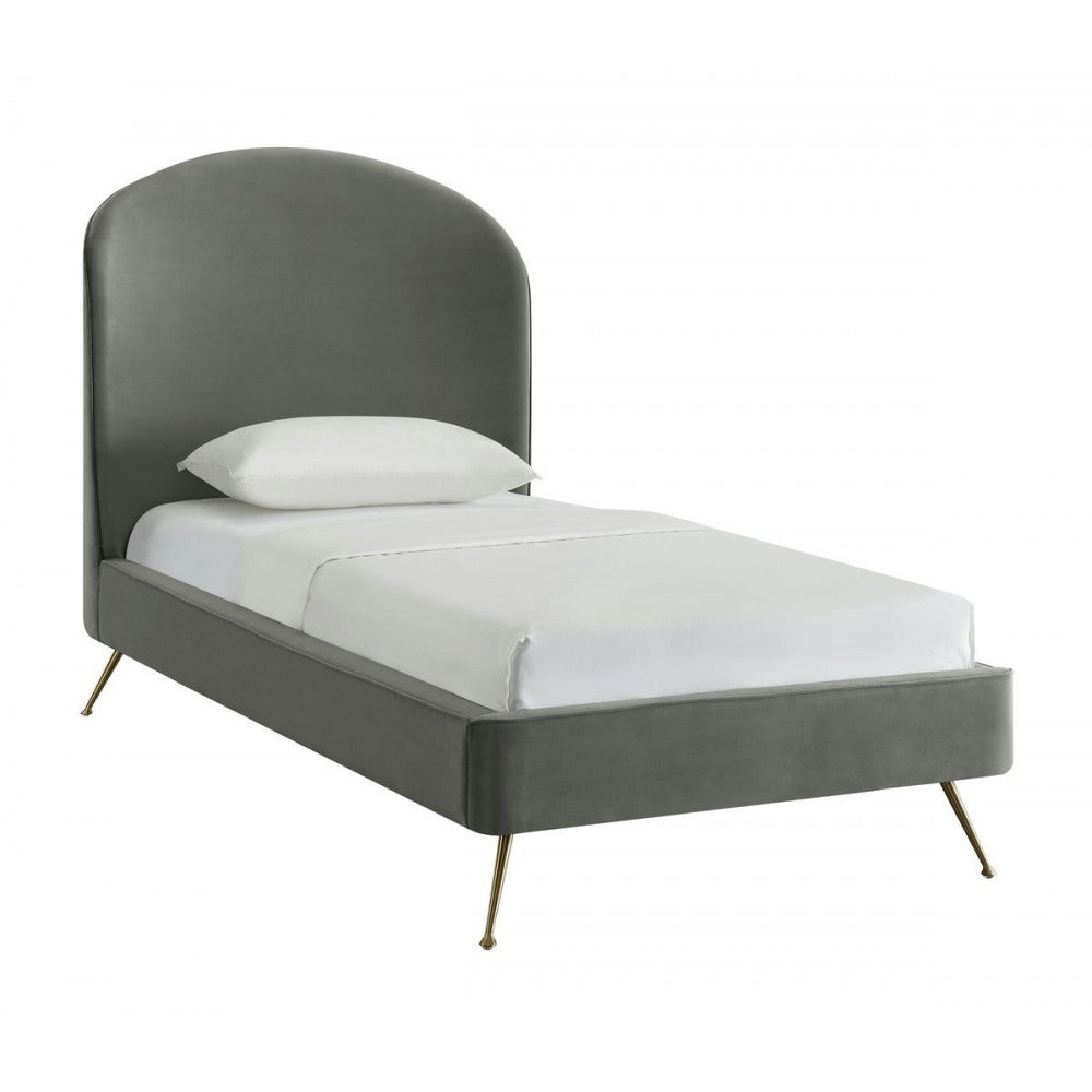 TOV Furniture Vivi Gray Velvet Bed in Twin
